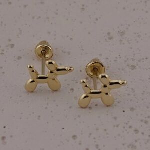14k Real Gold Stud Earrings | Balloon Dog Stud Earrings | Birthday Gift |